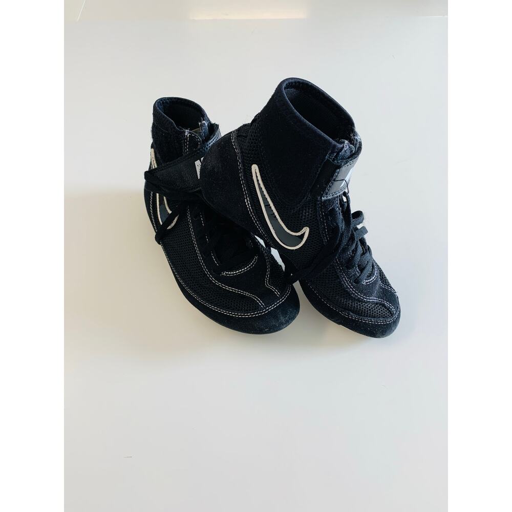 Nike Kids Black High-Top Sneakers with White Swoosh